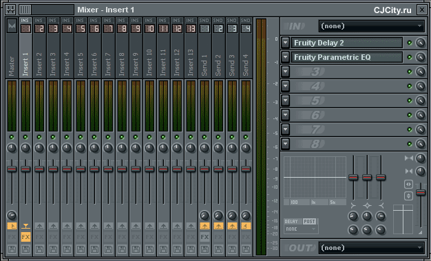 Рис.1. Микшер (mixer) FL Studio 7