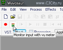 Рис.5. Включение мониторинга в Wavosaur